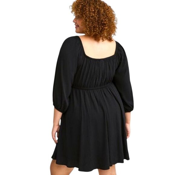 TORRID MINI 3/4 Sleeve Tie Front detail Babydoll Dress Deep Black Size 2X - Picture 8 of 14
